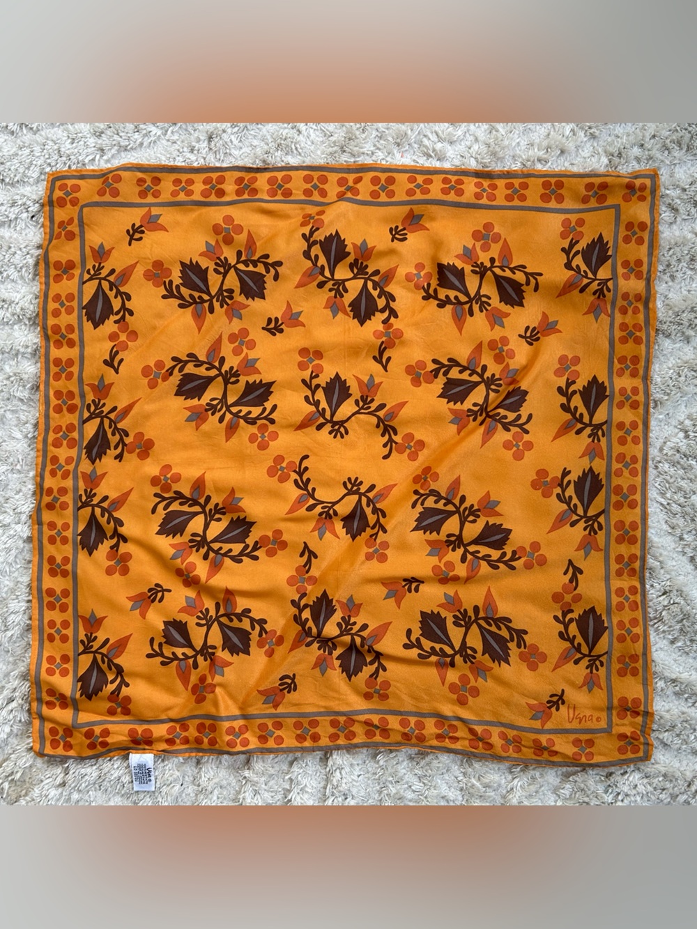 Vintage Vera Orange Floral Square Scarf